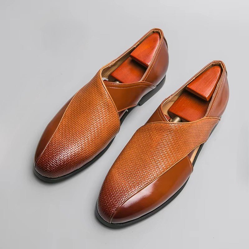 Men's Woven Leather Fisherman Sandals in Brown and Black | Koossa