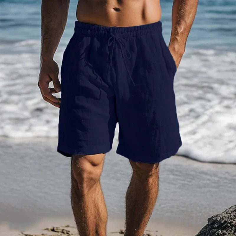 Men's Linen Swim Shorts with Drawstring Waist in Five Colours – Mid-Thigh Length Quick-Dry Beachwear for Holidays and Summer Lounging | Koossa