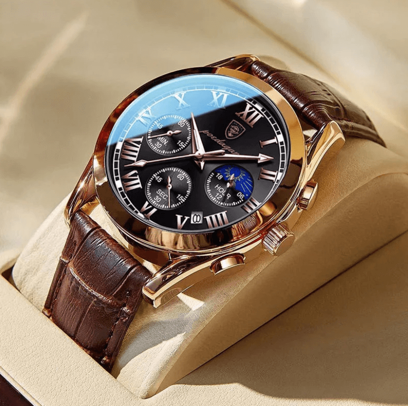 Men's Rose Gold Analogue Watch with Roman Numerals — Classic Dress Watch for Formal & Everyday Wear | Koossa