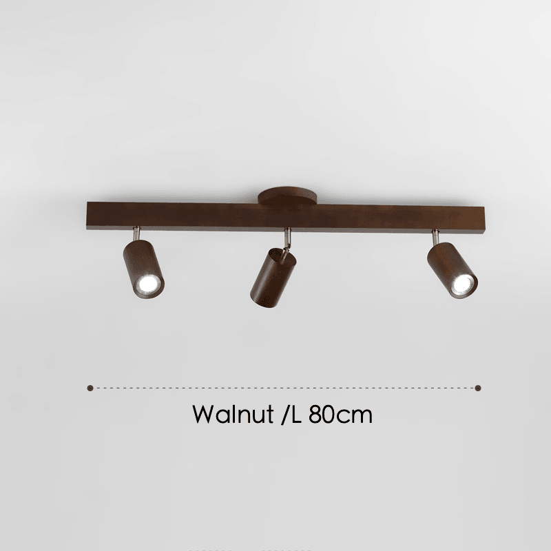 Wood Ceiling Spotlight Bar, Adjustable Solid Wood Track Light in White Oak or Walnut for Living Room, Bedroom, Dining Room & Hallway | Lonoma