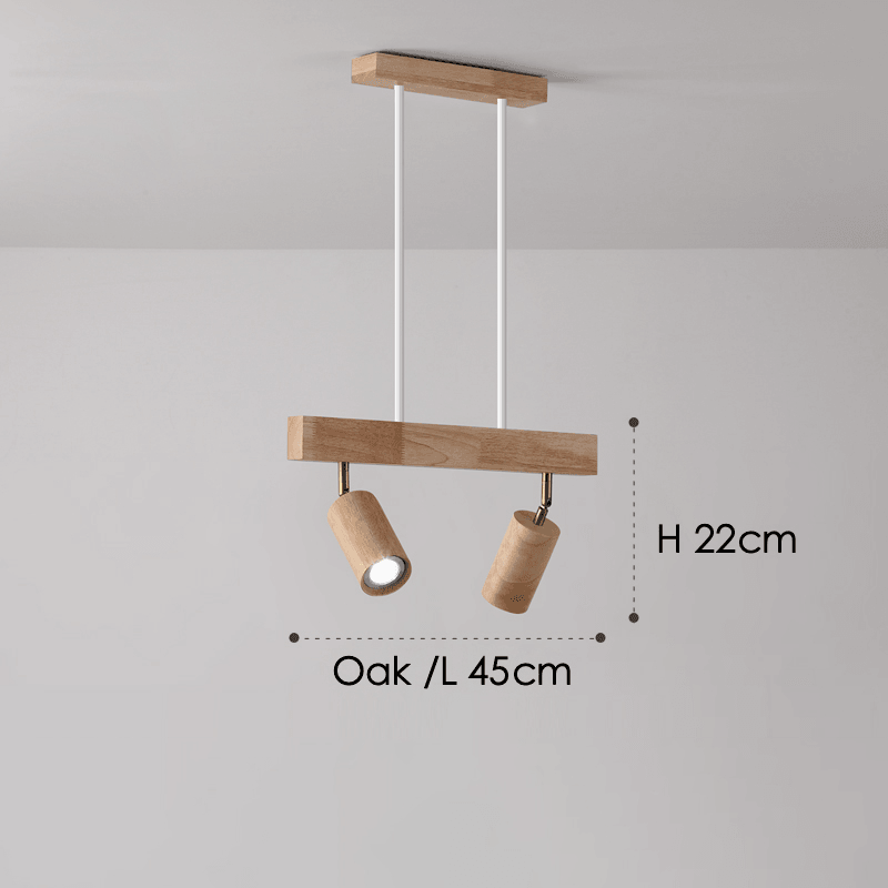 Wood Ceiling Spotlight Bar, Adjustable Solid Wood Track Light in White Oak or Walnut for Living Room, Bedroom, Dining Room & Hallway | Lonoma