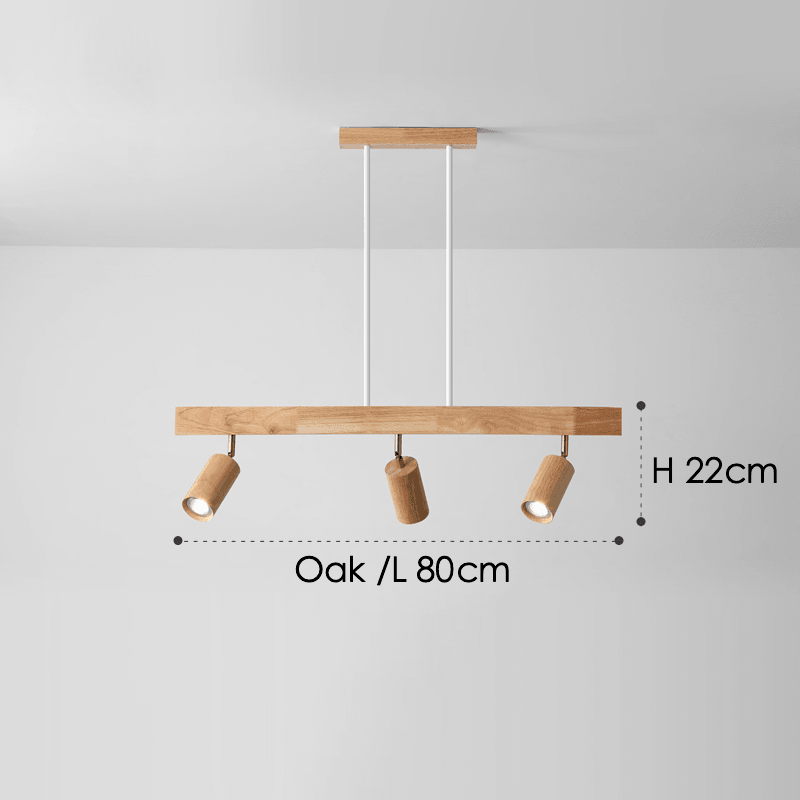 Wood Ceiling Spotlight Bar, Adjustable Solid Wood Track Light in White Oak or Walnut for Living Room, Bedroom, Dining Room & Hallway | Lonoma