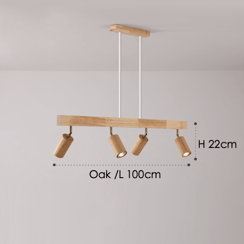 Wood Ceiling Spotlight Bar, Adjustable Solid Wood Track Light in White Oak or Walnut for Living Room, Bedroom, Dining Room & Hallway | Lonoma