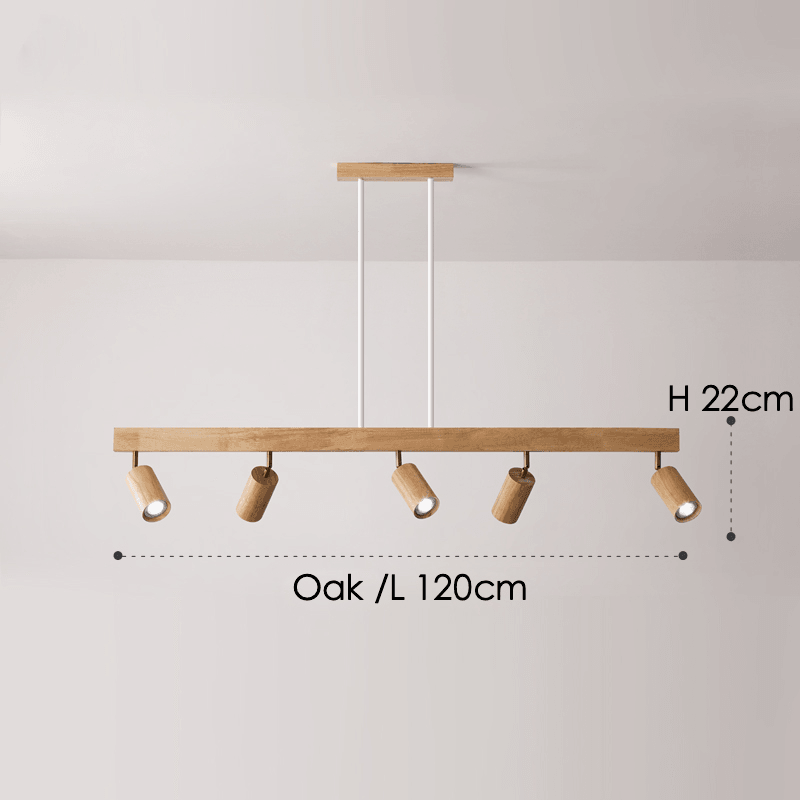 Wood Ceiling Spotlight Bar, Adjustable Solid Wood Track Light in White Oak or Walnut for Living Room, Bedroom, Dining Room & Hallway | Lonoma