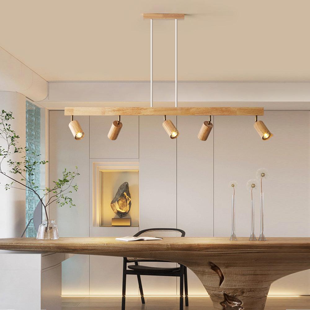 Wood Ceiling Spotlight Bar, Adjustable Solid Wood Track Light in White Oak or Walnut for Living Room, Bedroom, Dining Room & Hallway | Lonoma