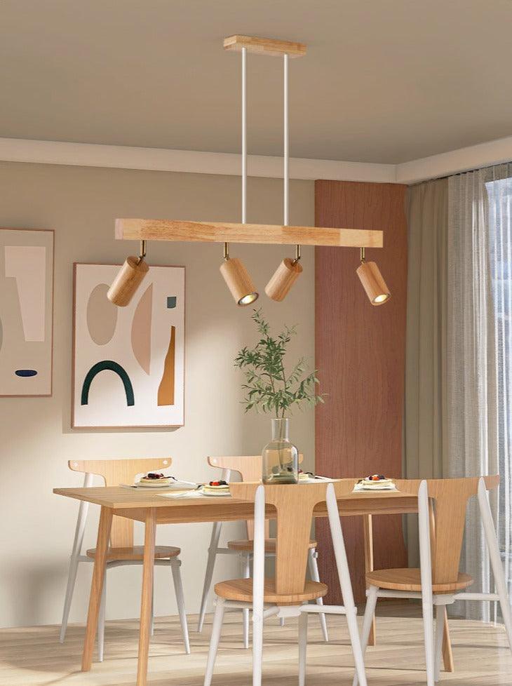 Adjustable Wood Ceiling Track Light Solid Oak Walnut 1-5 Spotlights for Kitchen Living Room Bedroom Dining | Lonoma