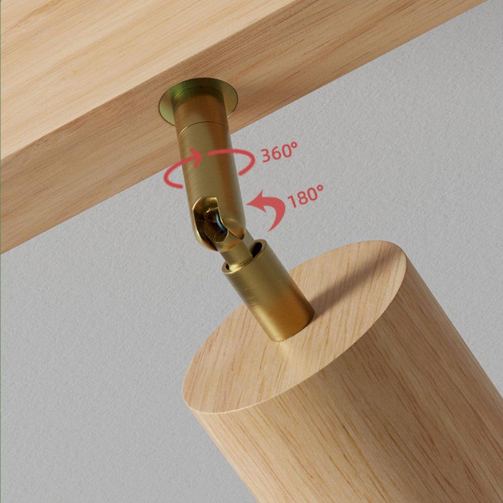 Adjustable Wood Ceiling Track Light Solid Oak Walnut 1-5 Spotlights for Kitchen Living Room Bedroom Dining | Lonoma