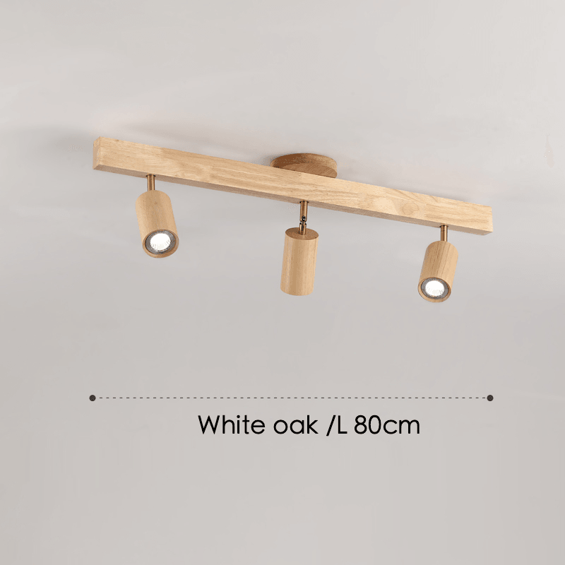 Wood Ceiling Spotlight Bar, Adjustable Solid Wood Track Light in White Oak or Walnut for Living Room, Bedroom, Dining Room & Hallway | Lonoma