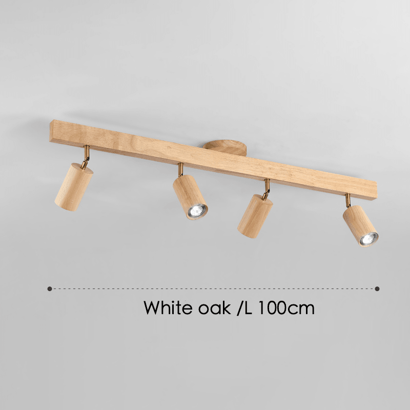 Wood Ceiling Spotlight Bar, Adjustable Solid Wood Track Light in White Oak or Walnut for Living Room, Bedroom, Dining Room & Hallway | Lonoma