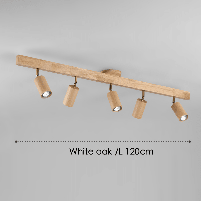 Adjustable Wood Ceiling Track Light Solid Oak Walnut 1-5 Spotlights for Kitchen Living Room Bedroom Dining | Lonoma