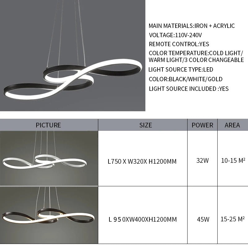 Suspension LED à Anneaux Réglable en Hauteur Trois Températures de Couleur Aluminium Acrylique Design Moderne | Koossa