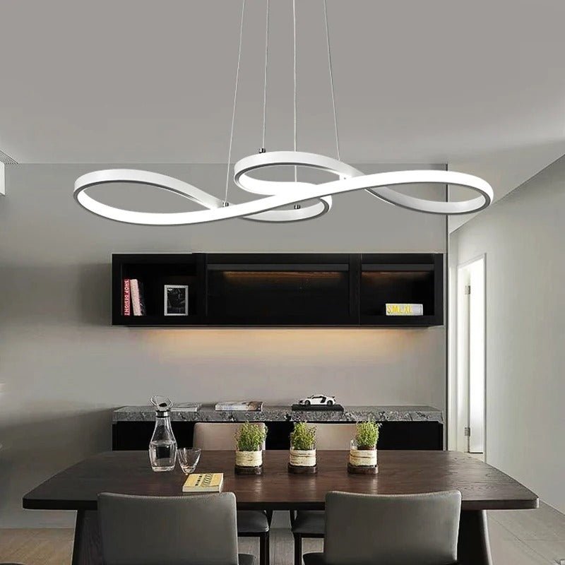 Suspension LED à Anneaux Réglable en Hauteur Trois Températures de Couleur Aluminium Acrylique Design Moderne | Koossa