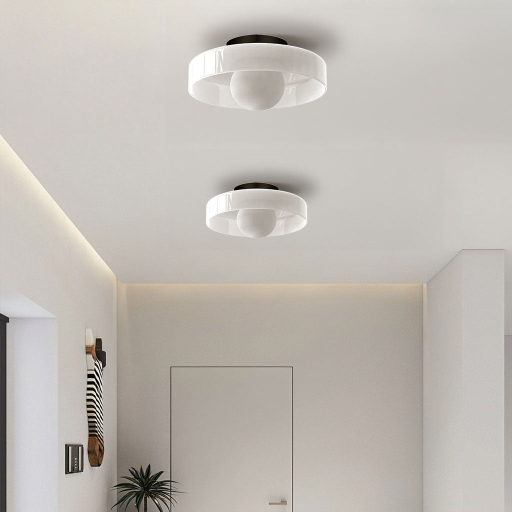 Lampe Disque Circulaire en Verre Mat Plafonnier Applique Moderne Éclairage Diffus Ambiance Salon Chambre Culot G9 | Koossa