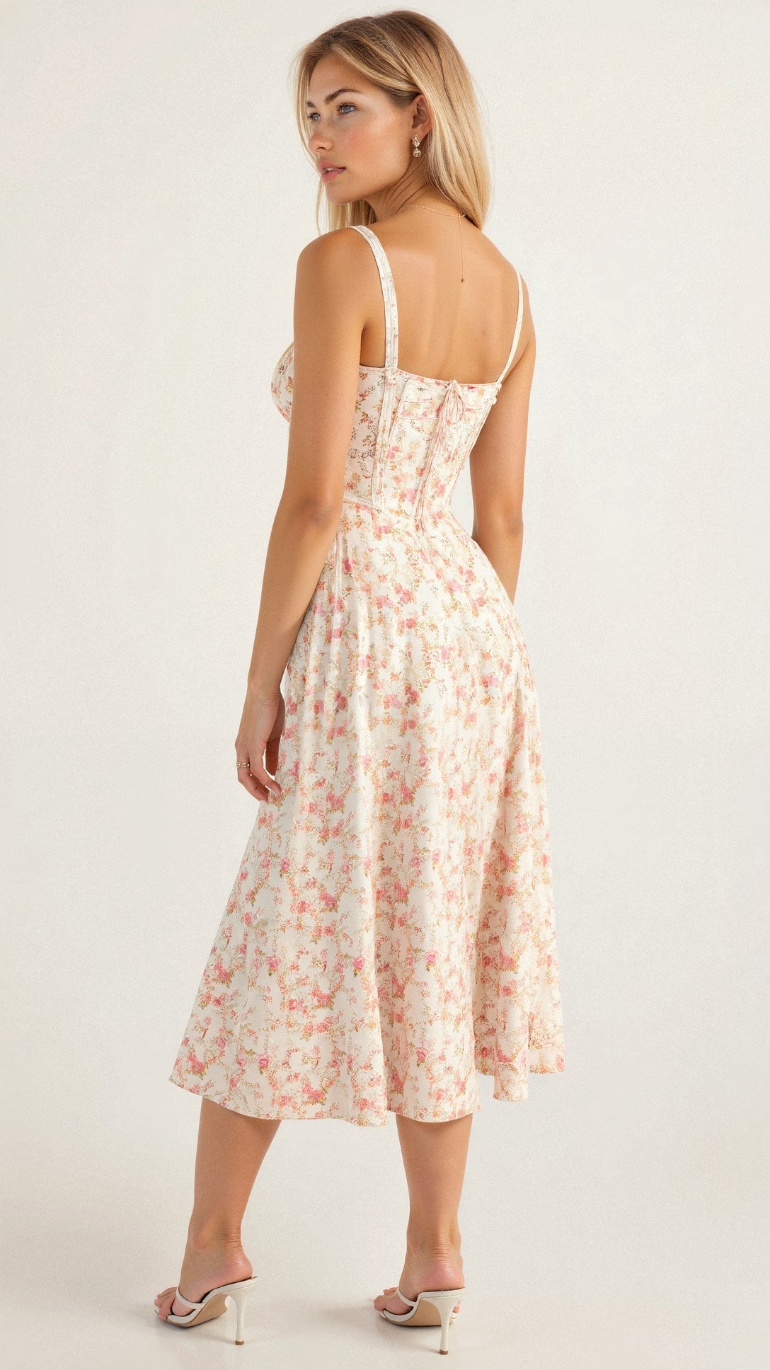 Structured Corset Midi Dress with Front Slit in Elegant Occasion Styling | Koossa