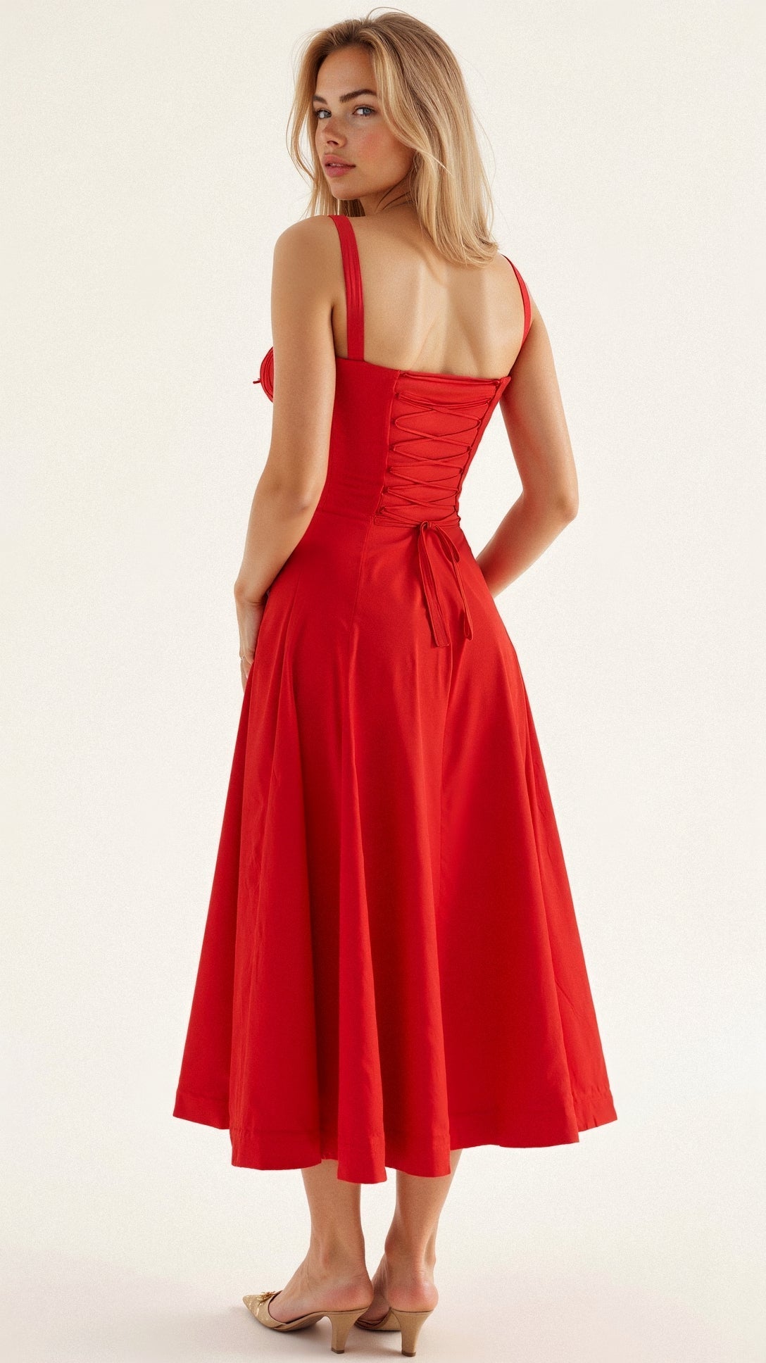 Structured Corset Midi Dress with Front Slit in Elegant Occasion Styling | Koossa