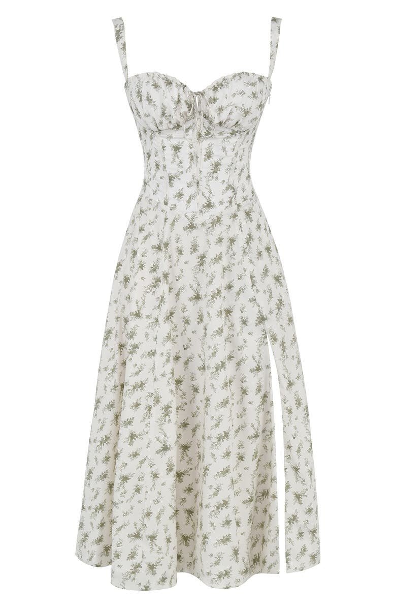 Structured Corset Midi Dress with Front Slit in Elegant Occasion Styling | Koossa