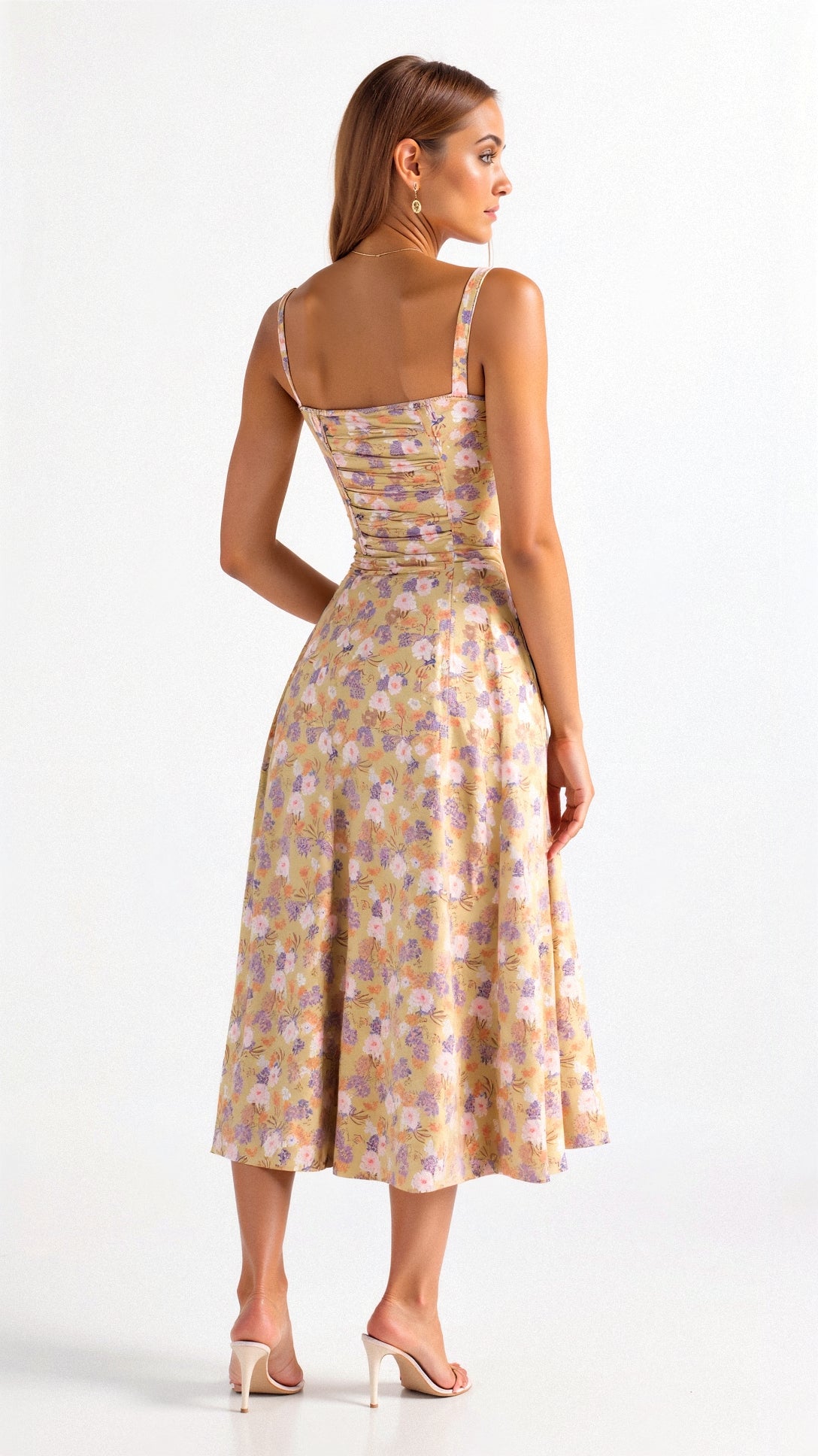 Structured Corset Midi Dress with Front Slit in Elegant Occasion Styling | Koossa