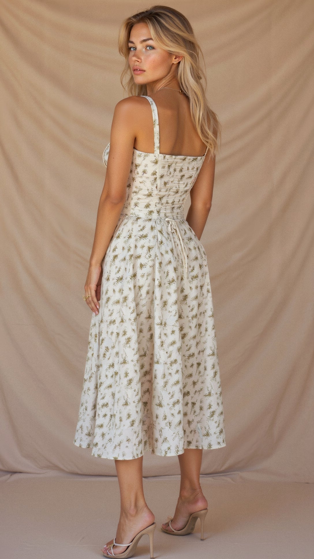 Structured Corset Midi Dress with Front Slit in Elegant Occasion Styling | Koossa