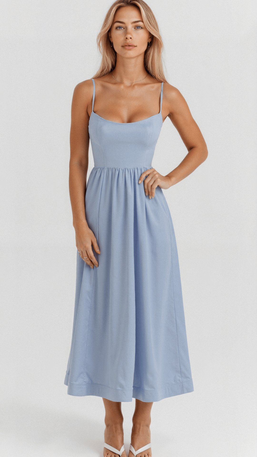 Women's Sleeveless Midi Dress — Elegant Day to Evening Dress for Summer Occasions & Garden Parties | Koossa