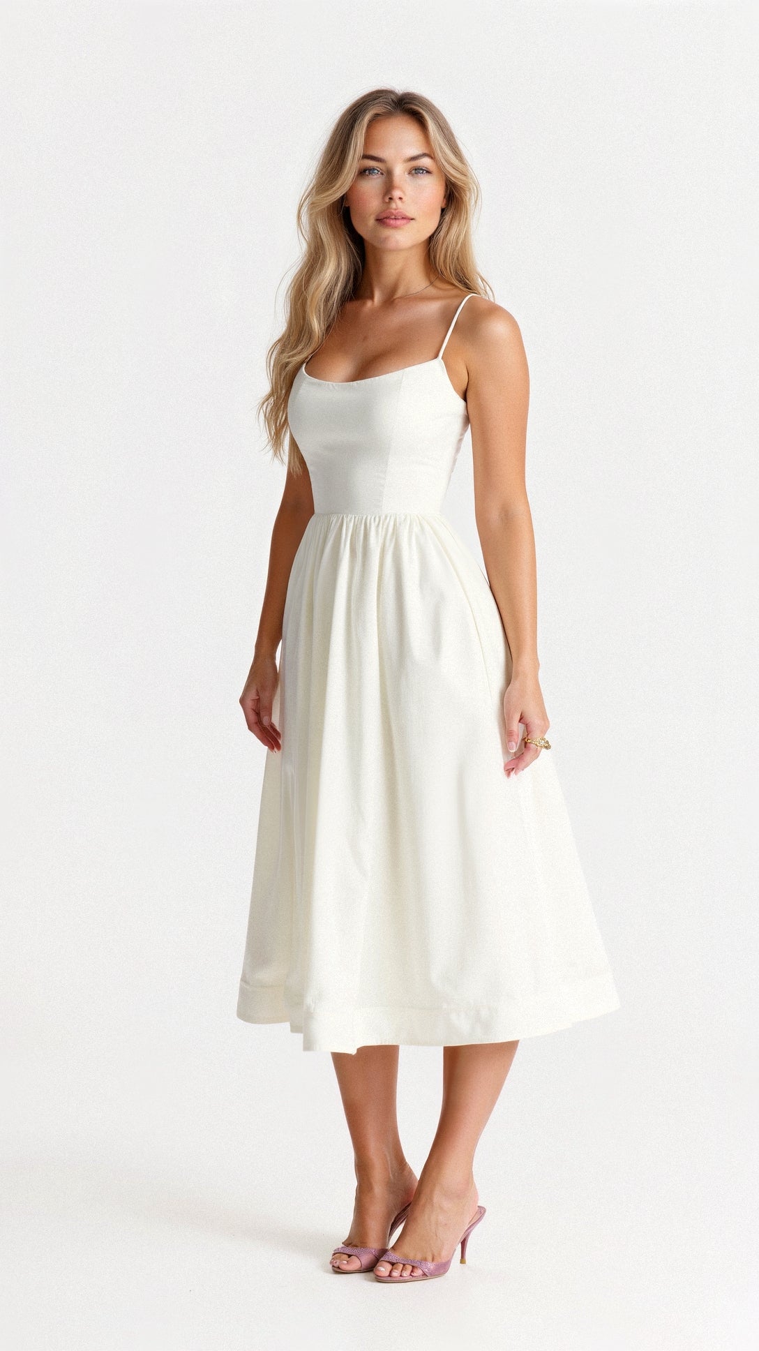 Women's Sleeveless Midi Dress — Elegant Day to Evening Dress for Summer Occasions & Garden Parties | Koossa