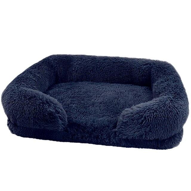 Cat Dog Bed Plush Faux Fur Oval Raised Rim Small Medium Large Soft Washable Calming Cushion Indoor Nest | Koossa