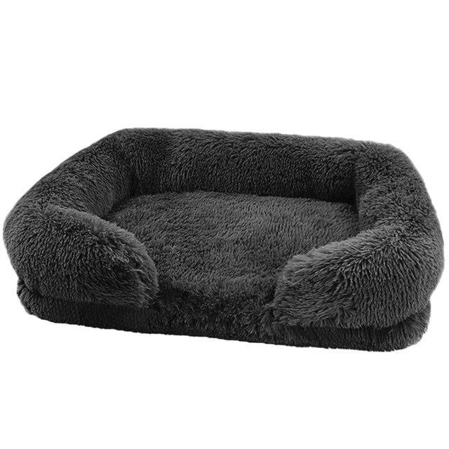 Cat Dog Bed Plush Faux Fur Oval Raised Rim Small Medium Large Soft Washable Calming Cushion Indoor Nest | Koossa