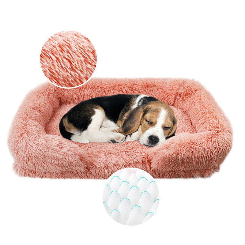Cat Dog Bed Plush Faux Fur Oval Raised Rim Small Medium Large Soft Washable Calming Cushion Indoor Nest | Koossa