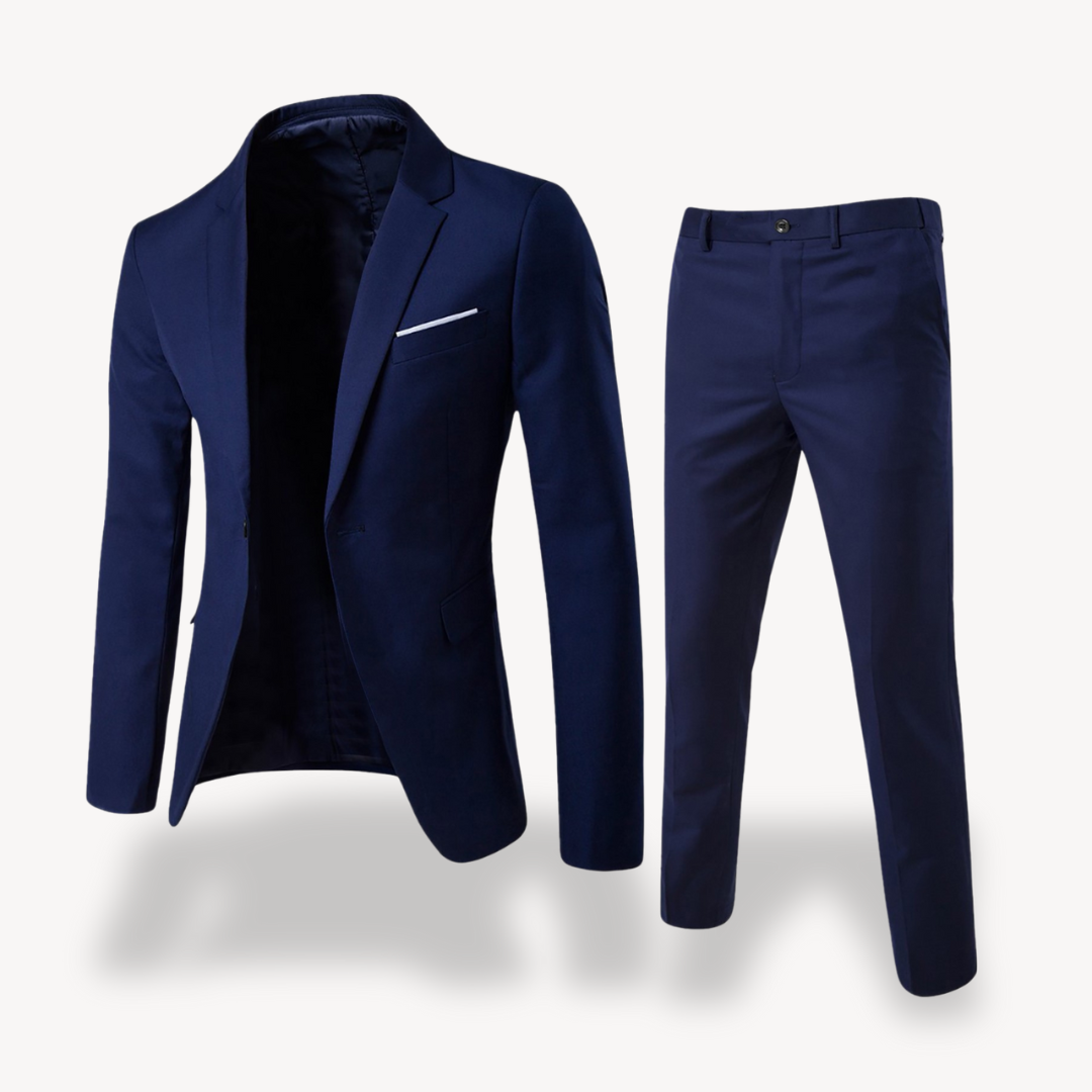 Formal Two Piece Suit – Single-Breasted Blazer and Tailored Trousers in Navy, Grey, Black and More – Wedding and Business Occasions | Koossa