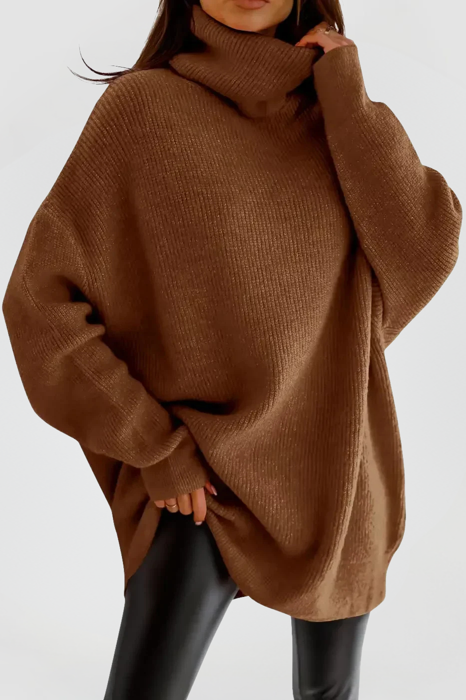 Women's Oversized Knit Jumper — Relaxed Fit High Neck Pullover for Everyday Comfort & Casual Elegance | Koossa