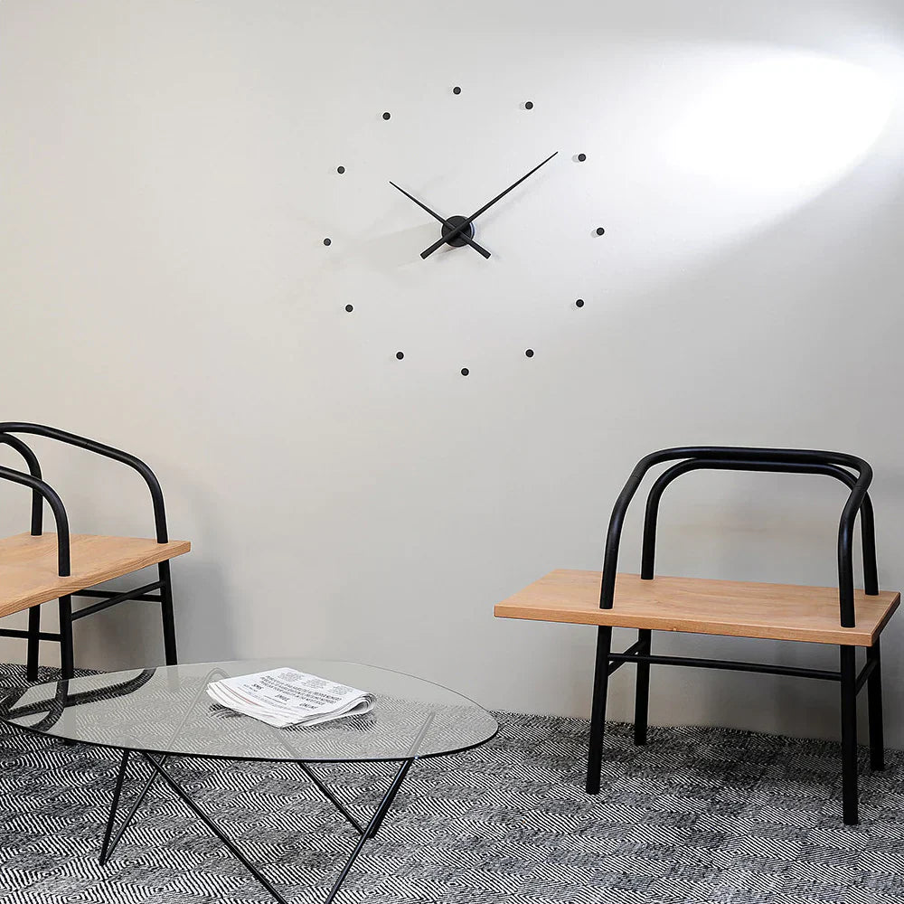 Horloge Murale Ronde 40 cm Métal Quartz Design Scandinave Noir Jaune Argent Décoration Moderne Salon Cuisine | Koossa