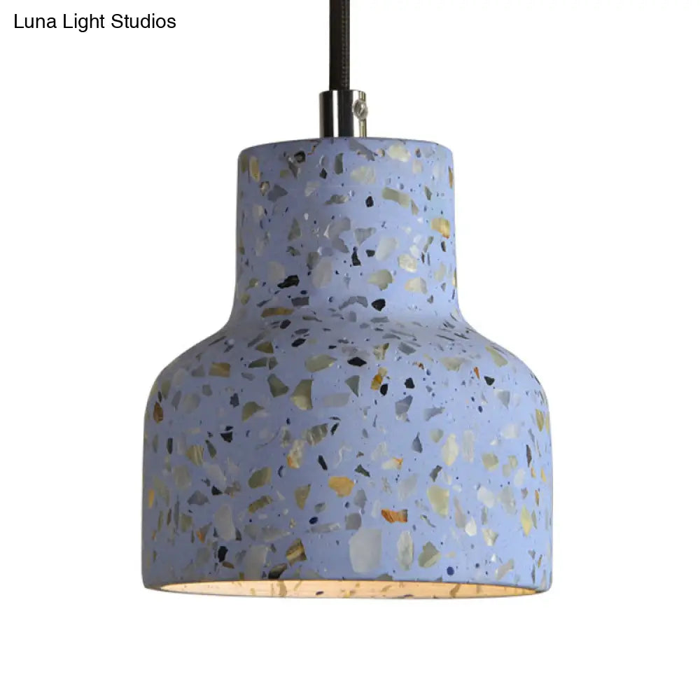 Terrazzo Cement Pendant Light, Single Bulb Downlight with Adjustable Cord for Kitchen Island, Entryway, Dining Room, Modern Industrial | Lonoma