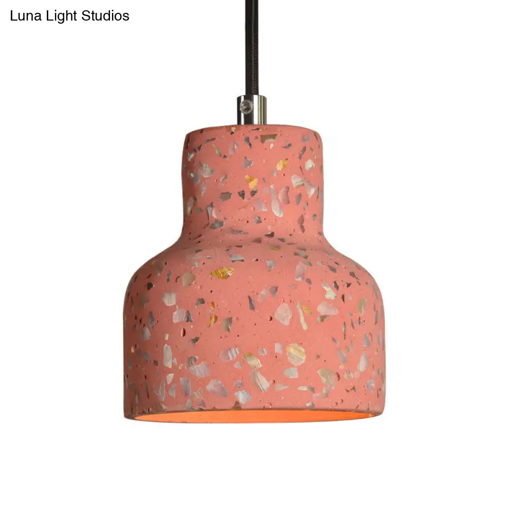 Terrazzo Cement Pendant Light, Single Bulb Downlight with Adjustable Cord for Kitchen Island, Entryway, Dining Room, Modern Industrial | Lonoma