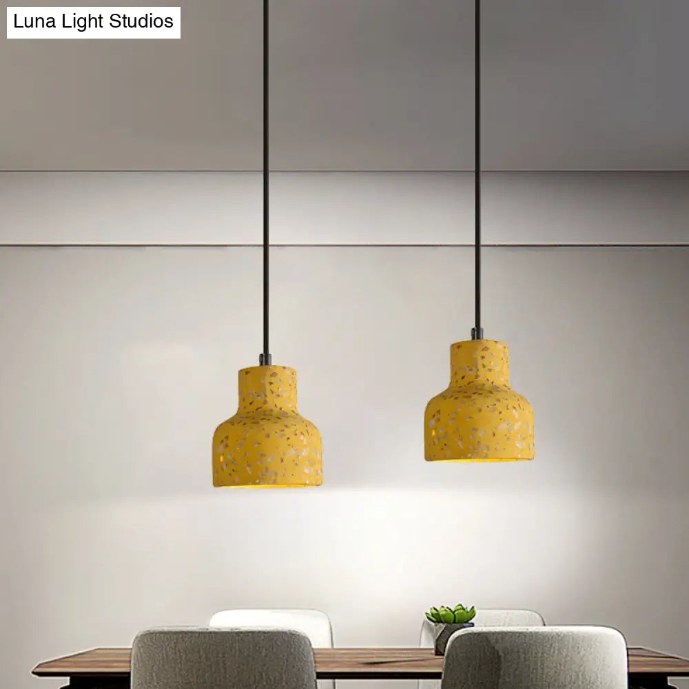 Terrazzo Cement Pendant Light, Single Bulb Downlight with Adjustable Cord for Kitchen Island, Entryway, Dining Room, Modern Industrial | Lonoma