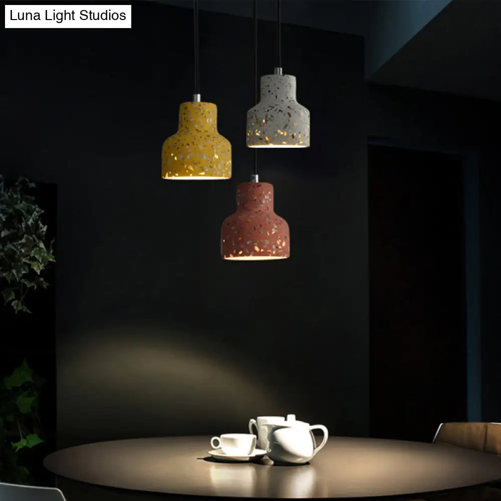 Terrazzo Cement Pendant Light, Single Bulb Downlight with Adjustable Cord for Kitchen Island, Entryway, Dining Room, Modern Industrial | Lonoma