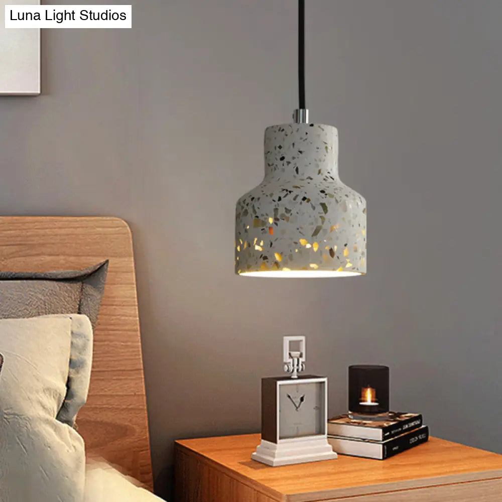 Terrazzo Cement Pendant Light, Single Bulb Downlight with Adjustable Cord for Kitchen Island, Entryway, Dining Room, Modern Industrial | Lonoma