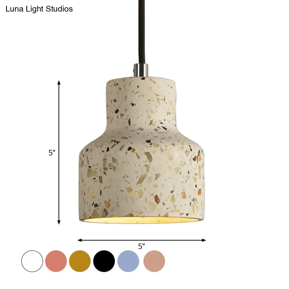 Terrazzo Cement Pendant Light, Single Bulb Downlight with Adjustable Cord for Kitchen Island, Entryway, Dining Room, Modern Industrial | Lonoma