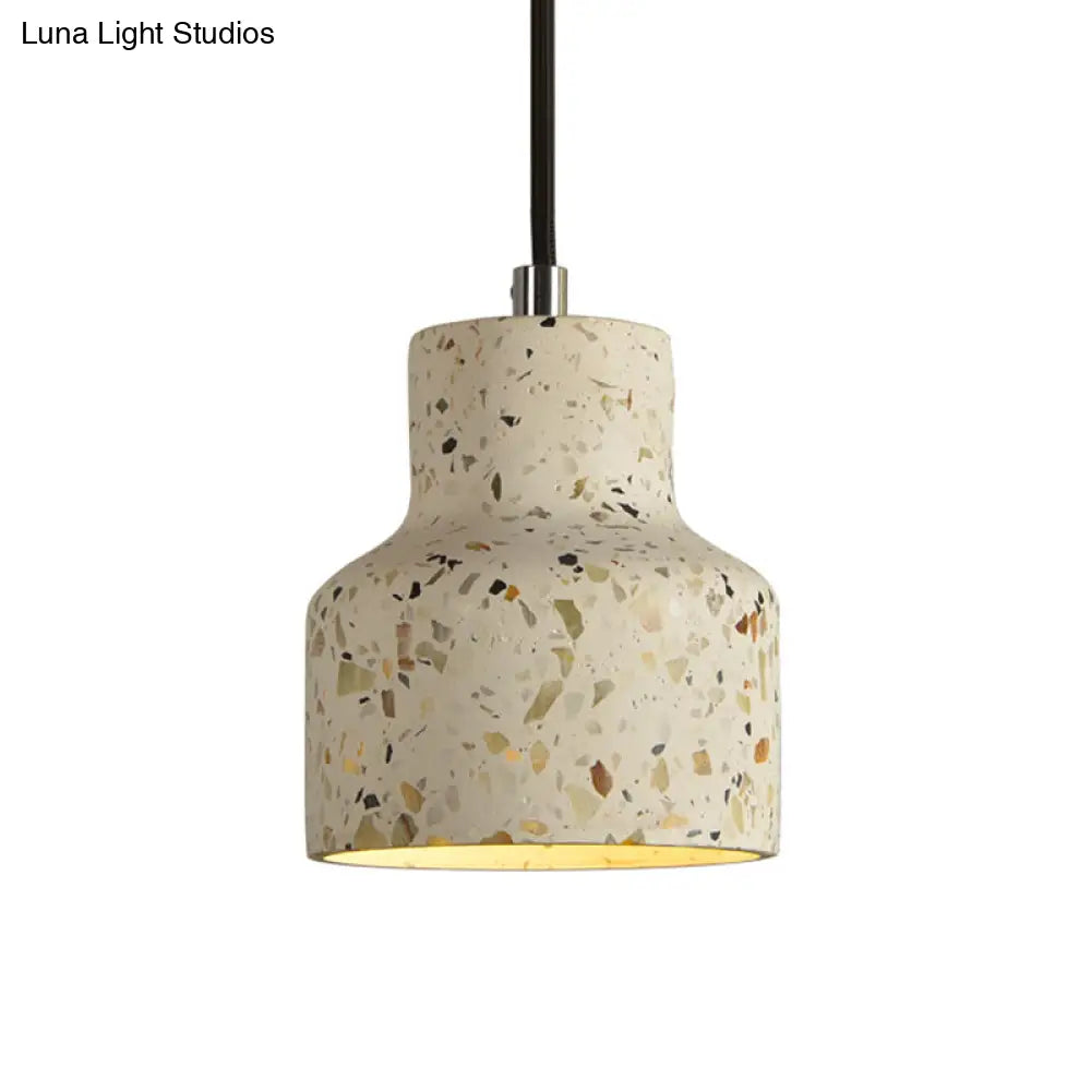 Terrazzo Cement Pendant Light, Single Bulb Downlight with Adjustable Cord for Kitchen Island, Entryway, Dining Room, Modern Industrial | Lonoma