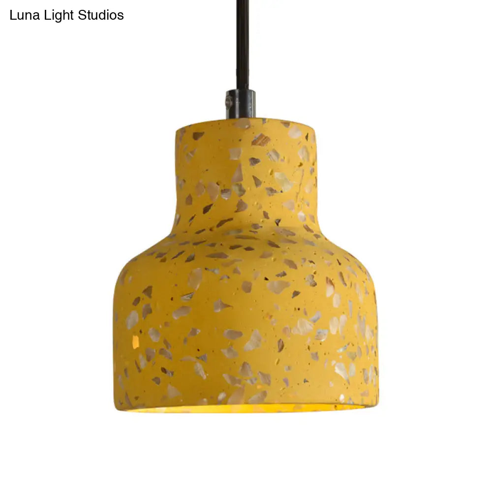 Terrazzo Cement Pendant Light, Single Bulb Downlight with Adjustable Cord for Kitchen Island, Entryway, Dining Room, Modern Industrial | Lonoma