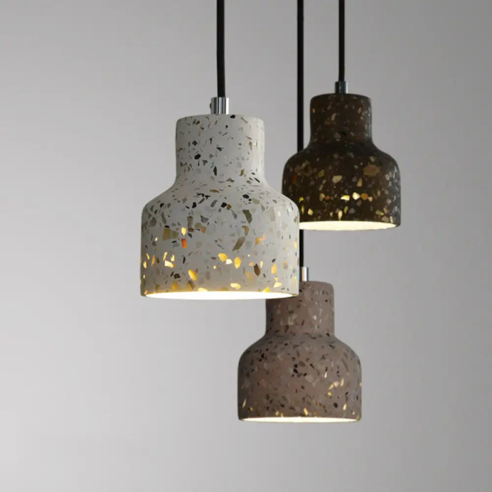 Terrazzo Cement Pendant Light, Single Bulb Downlight with Adjustable Cord for Kitchen Island, Entryway, Dining Room, Modern Industrial | Lonoma