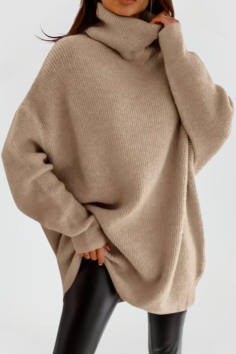 Women's Oversized Knit Jumper — Relaxed Fit High Neck Pullover for Everyday Comfort & Casual Elegance | Koossa
