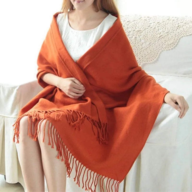 Women's Check Print Scarf — Soft Wool Scarf for Autumn and Winter Layering — Classic Accessory | Koossa