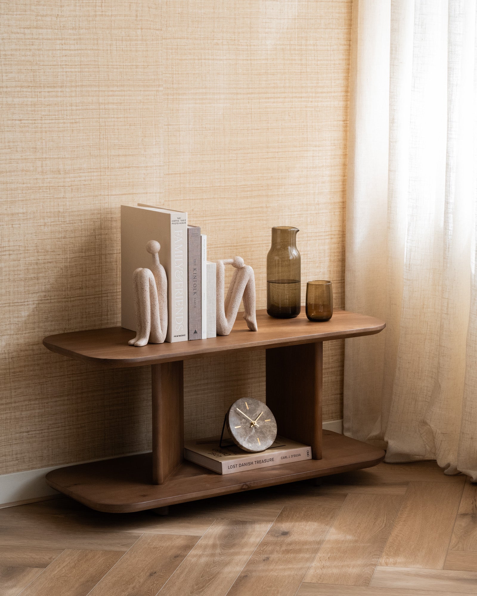 Serre-livres Sculpture Silhouette Humaine 27 cm Polyrésine Beige Décoration Moderne Bibliothèque Bureau | Koossa