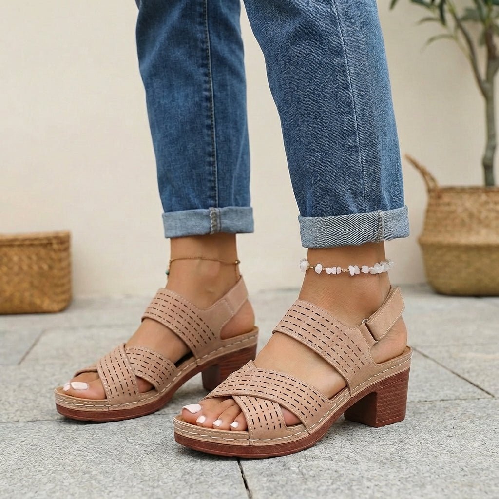Platform Sandals with Contoured Footbed and Block Heel | Koossa
