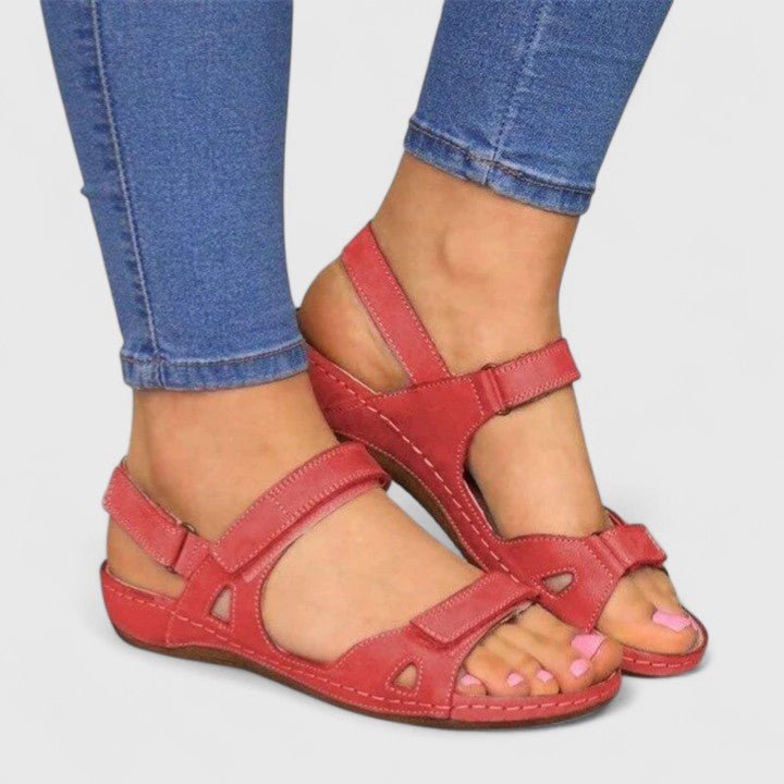 Supportive Ankle-Strap Sandals in Grey, Brown, Blue & Red for Warm-Weather Walking | Koossa
