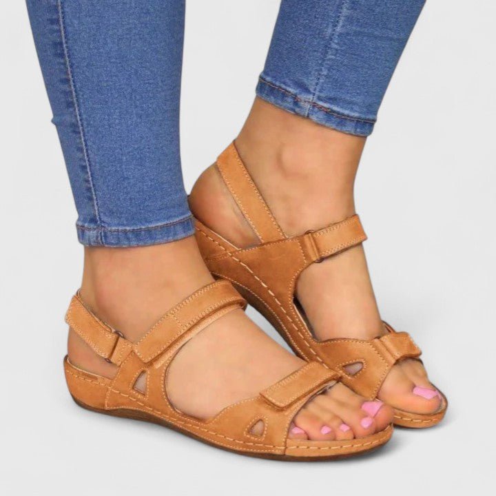 Supportive Ankle-Strap Sandals in Grey, Brown, Blue & Red for Warm-Weather Walking | Koossa