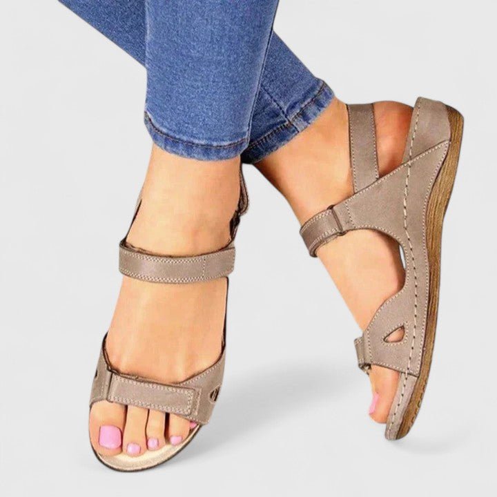 Supportive Ankle-Strap Sandals in Grey, Brown, Blue & Red for Warm-Weather Walking | Koossa