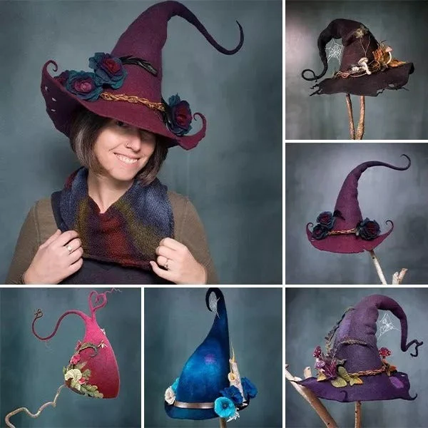 Handcrafted Merino Wool Pointed Hat for Women, Adjustable Felt Costume Hat for Halloween, Cosplay, Renaissance & Theme Parties | Lonoma