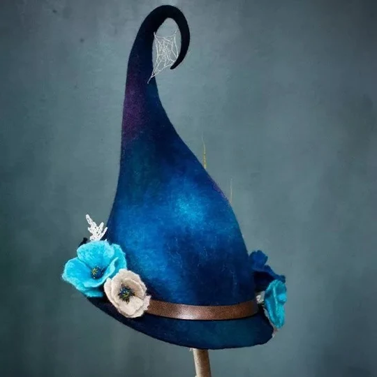 Handcrafted Merino Wool Pointed Hat for Women, Adjustable Felt Costume Hat for Halloween, Cosplay, Renaissance & Theme Parties | Lonoma