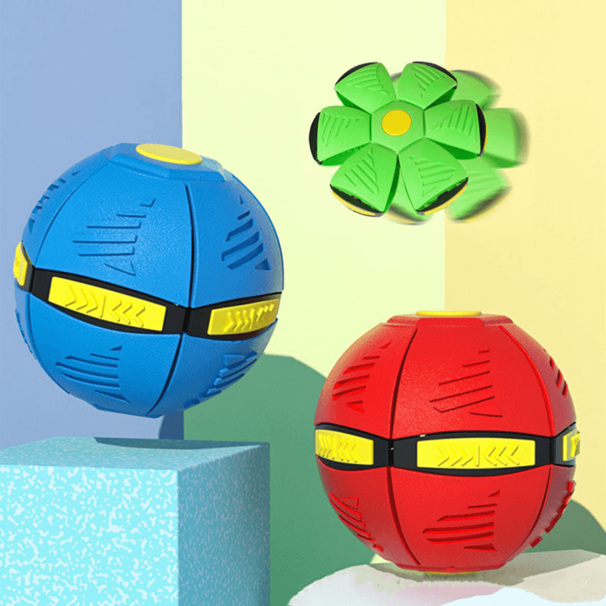 Dog Flying Disc Ball Transformable LED ABS Rechargeable Green Interactive Pet Toy Indoor Outdoor Fetch Training | Koossa