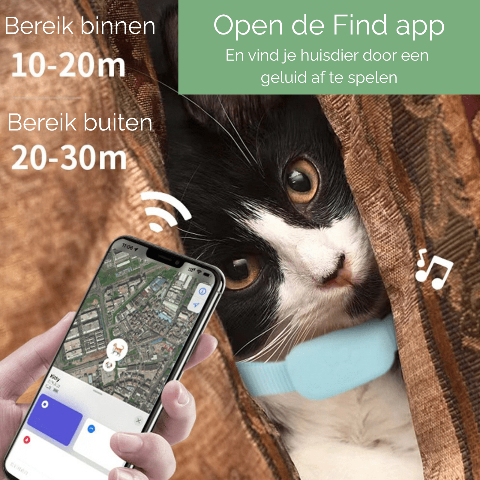 Pet Tracker Apple Find My iOS Bluetooth 5.2 CR2032 1 Year Battery 90dB Alert Cat Dog Locator No SIM | Koossa